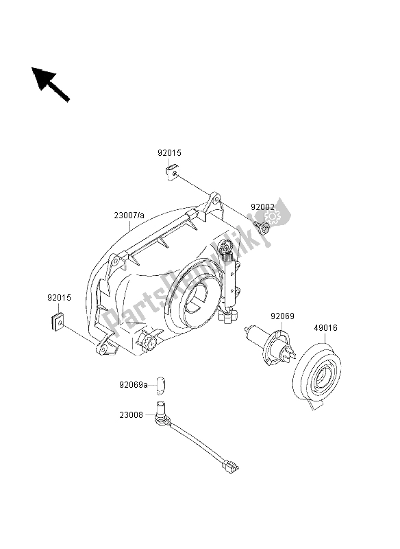 Todas as partes de Farol do Kawasaki GPZ 500S 2003