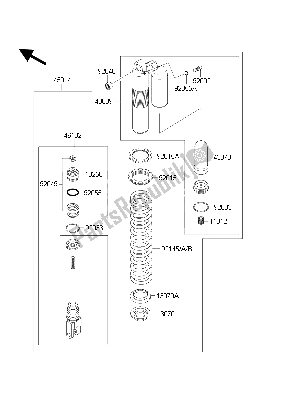 All parts for the Shock Absorber(s) of the Kawasaki KX 250F 2004