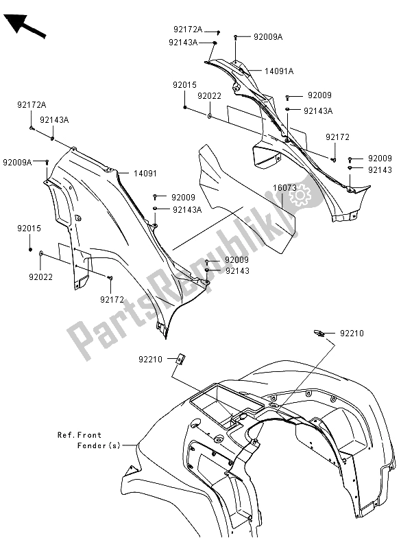 All parts for the Side Covers of the Kawasaki KVF 750 4X4 2012