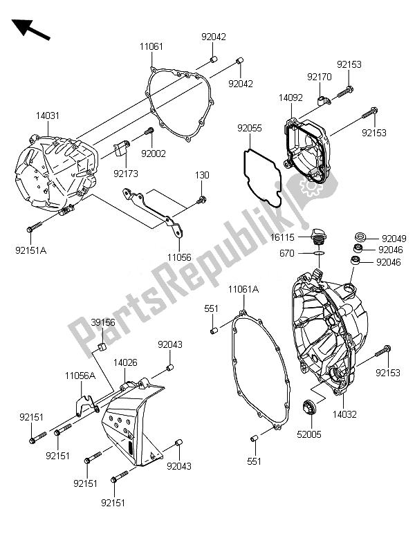 All parts for the Engine Cover(s) of the Kawasaki Z 800 ABS BEF 2014