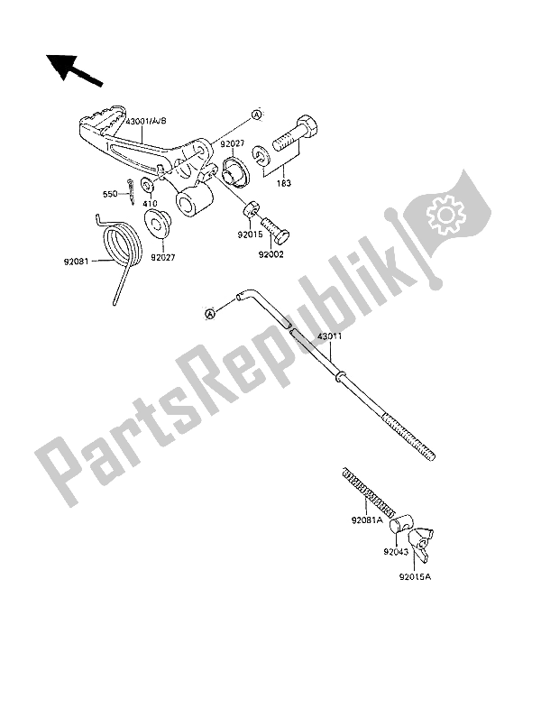 Tutte le parti per il Pedale Del Freno del Kawasaki KX 60 1989