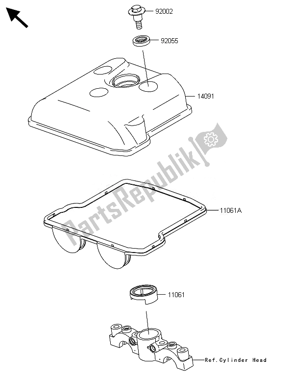All parts for the Cylinder Head Cover of the Kawasaki KLX 450R 2014