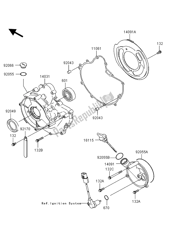 All parts for the Engine Cover of the Kawasaki KVF 360 4X4 2009