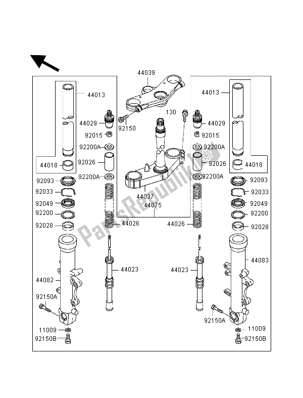 Todas las partes para Tenedor Frontal de Kawasaki Ninja ZX 9R 900 1998