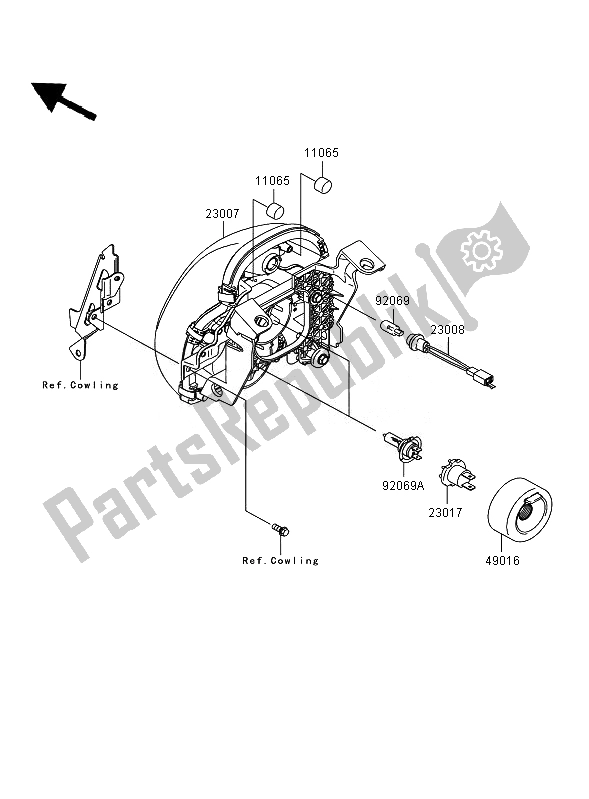 Alle onderdelen voor de Koplamp van de Kawasaki ER 6N ABS 650 2007