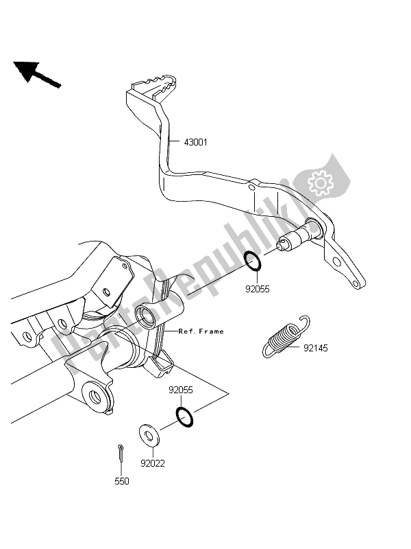 All parts for the Brake Pedal of the Kawasaki D Tracker 125 2011