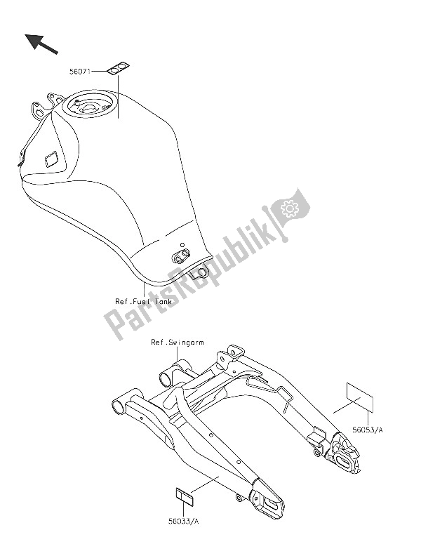 Tutte le parti per il Etichette del Kawasaki ER 6F 650 2016