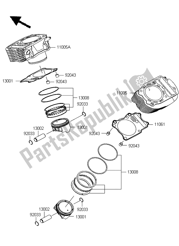 Todas las partes para Cilindro Y Pistones de Kawasaki VN 900 Custom 2008