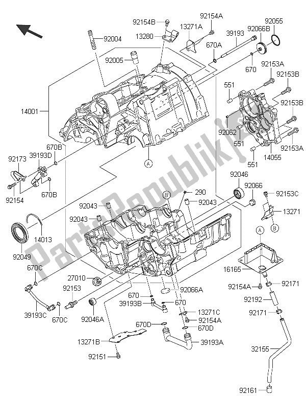 Alle onderdelen voor de Carter van de Kawasaki ER 6N 650 2016