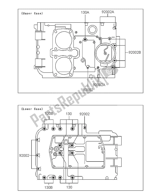 All parts for the Crankcase Bolt Pattern of the Kawasaki KLE 500 2005