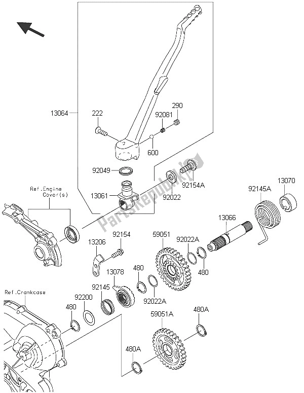 Tutte le parti per il Meccanismo Di Kickstarter del Kawasaki KX 450F 2016