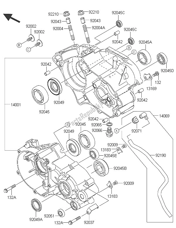 All parts for the Crankcase of the Kawasaki KX 85 SW 2016