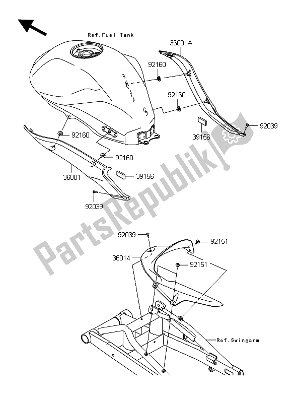 Todas las partes para Cubiertas Laterales Y Cubierta De Cadena de Kawasaki ER 6F 650 2010