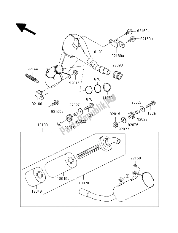 All parts for the Muffler of the Kawasaki KX 125 1996