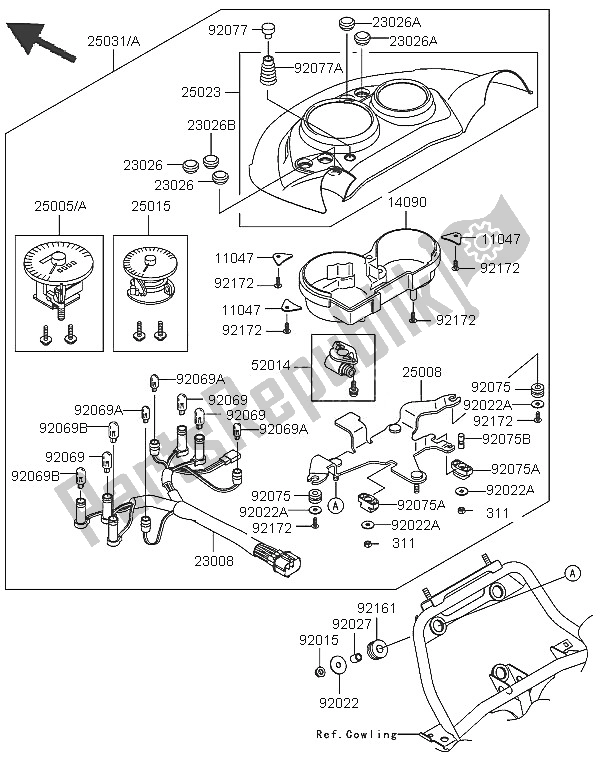 Tutte le parti per il Metro del Kawasaki KLE 500 2005