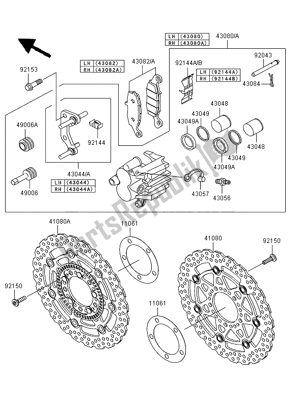 All parts for the Front Brake of the Kawasaki Versys ABS 650 2008