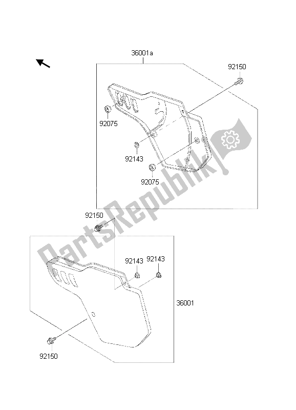 All parts for the Side Covers of the Kawasaki KX 500 2002