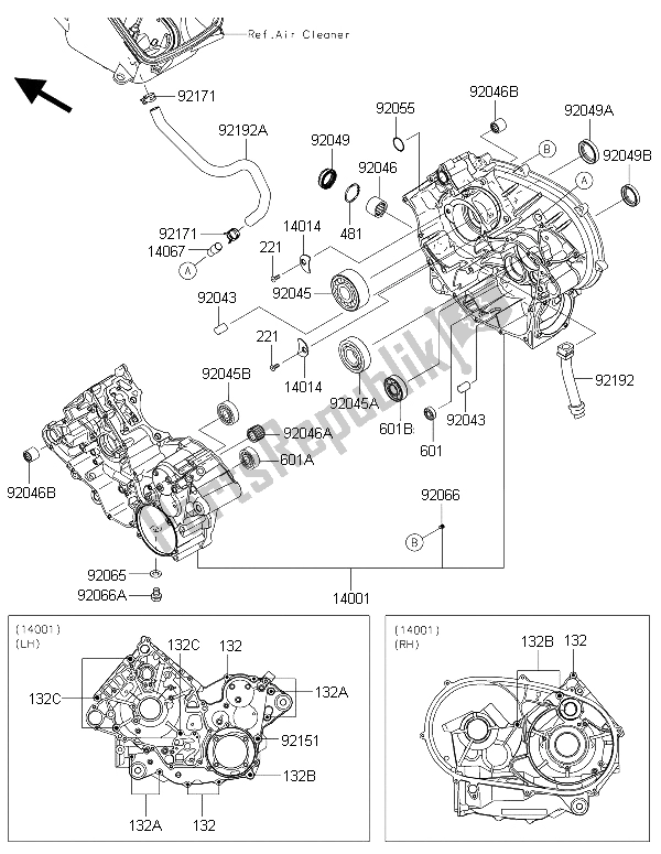 All parts for the Crankcase of the Kawasaki Brute Force 750 4X4I EPS HFF 2015