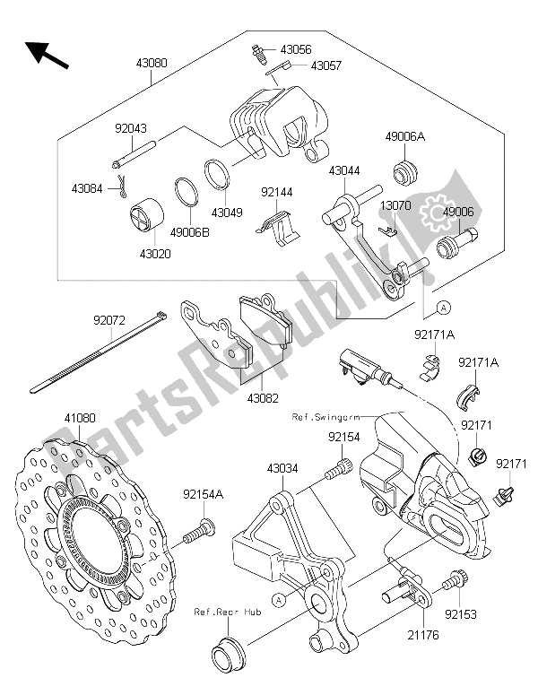 Alle onderdelen voor de Achterrem van de Kawasaki ER 6F ABS 650 2015