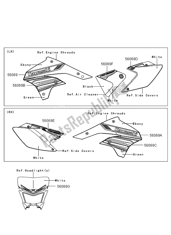 Wszystkie części do Piktogramy Kawasaki KLX 450R 2012