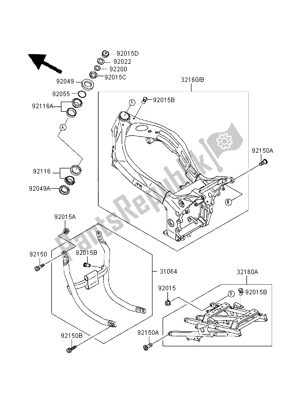 Toutes les pièces pour le Cadre du Kawasaki Ninja ZX 9R 900 1995