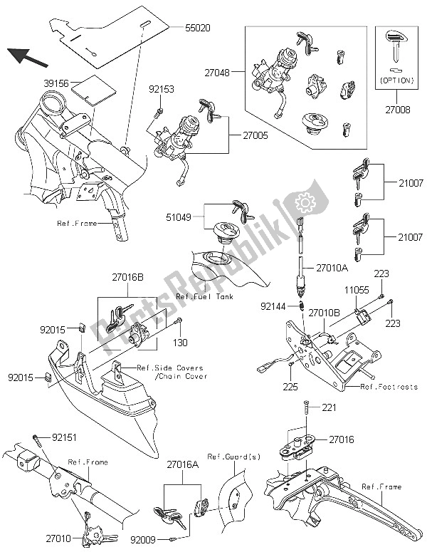Alle onderdelen voor de Contactschakelaar van de Kawasaki Vulcan 1700 Nomad ABS 2016