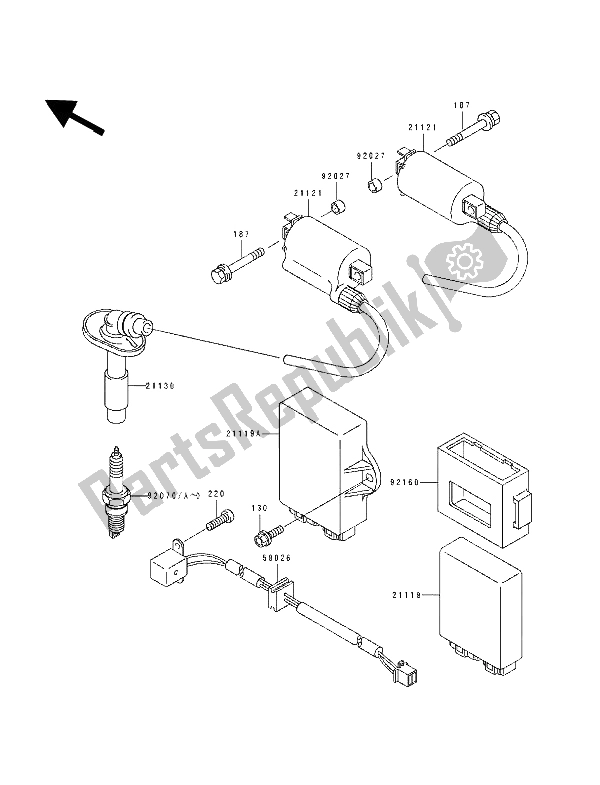 All parts for the Ignition System of the Kawasaki EL 250D 1994