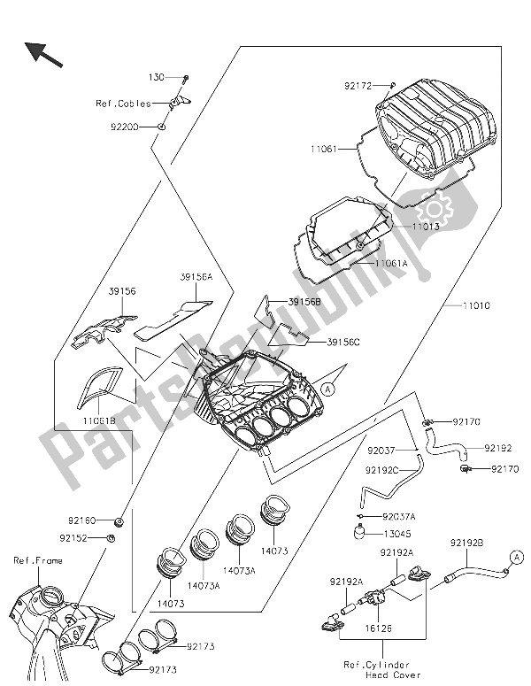 All parts for the Air Cleaner of the Kawasaki Ninja ZX 6R ABS 600 2016