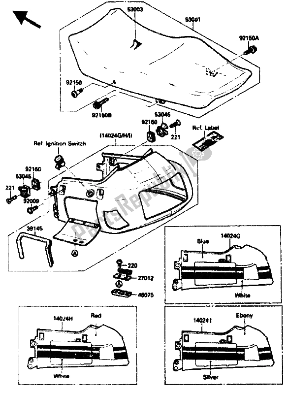 All parts for the Seat of the Kawasaki ZX 10 1000 1989