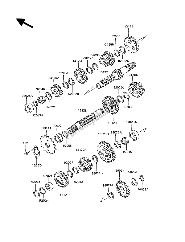 All parts for the Transmission of the Kawasaki KLR 600 1994