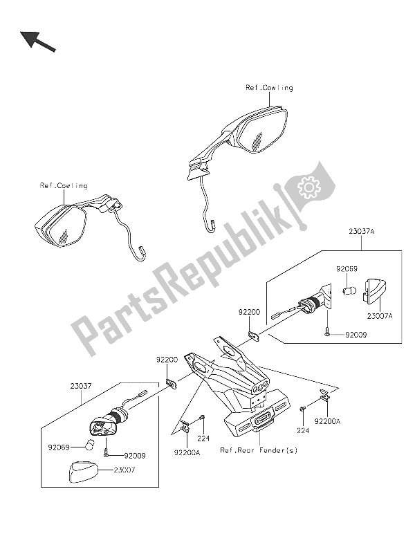 Tutte le parti per il Indicatori Di Direzione del Kawasaki Ninja ZX 10R ABS 1000 2016