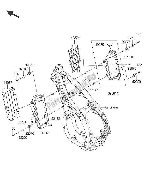 All parts for the Radiator of the Kawasaki KLX 450R 2016
