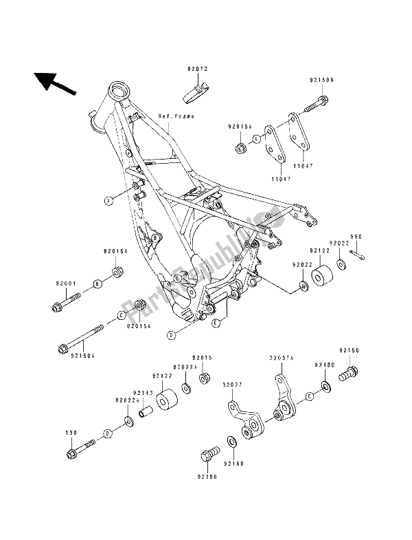 All parts for the Frame Fitting of the Kawasaki KX 80 SW LW 1991