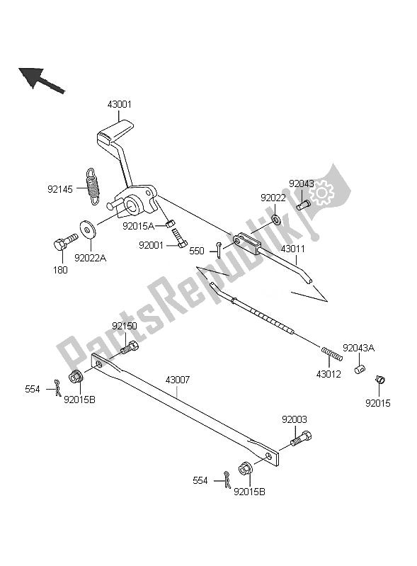 All parts for the Brake Pedal of the Kawasaki ER 5 500 2005