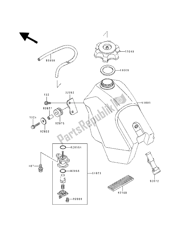 Todas las partes para Depósito De Combustible de Kawasaki KX 500 1990