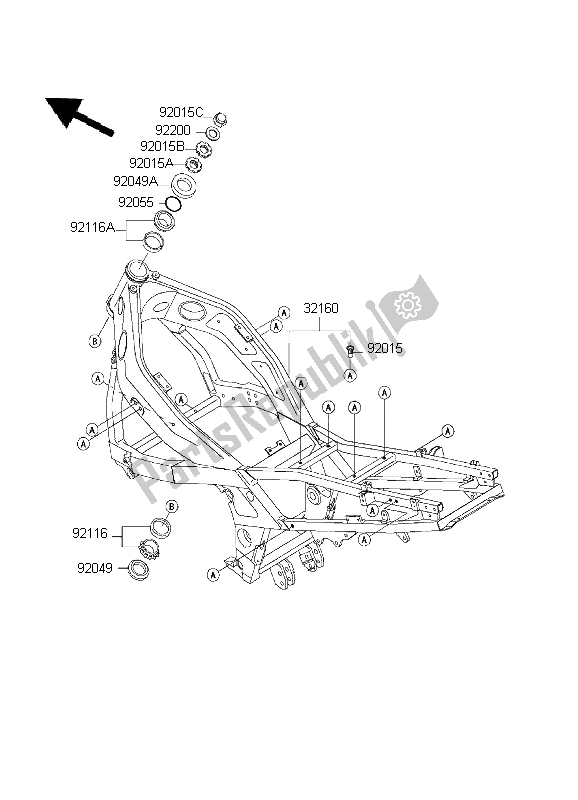 Todas as partes de Quadro, Armação do Kawasaki ZZ R 600 1999