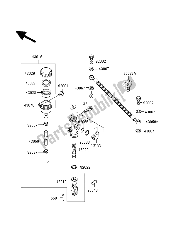 All parts for the Rear Master Cylinder of the Kawasaki KLE 500 1995