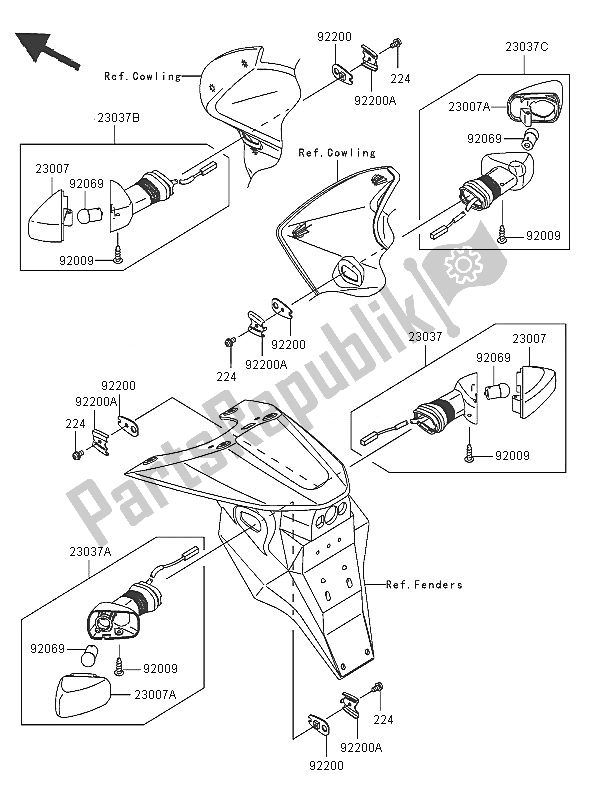 All parts for the Turn Signals of the Kawasaki Z 750S 2005