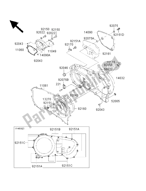 Todas las partes para Cubierta Del Motor Derecha de Kawasaki VN 1500 Drifter 2002