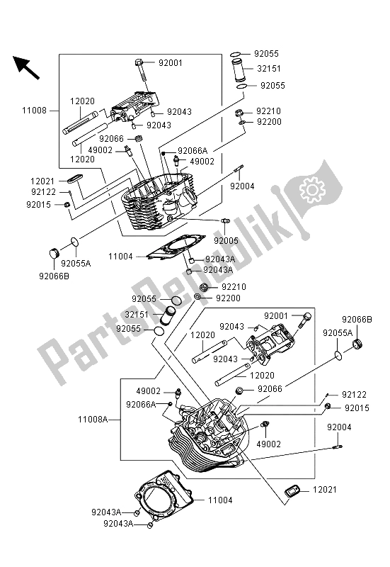 Todas las partes para Cabeza De Cilindro de Kawasaki VN 900 Custom 2013