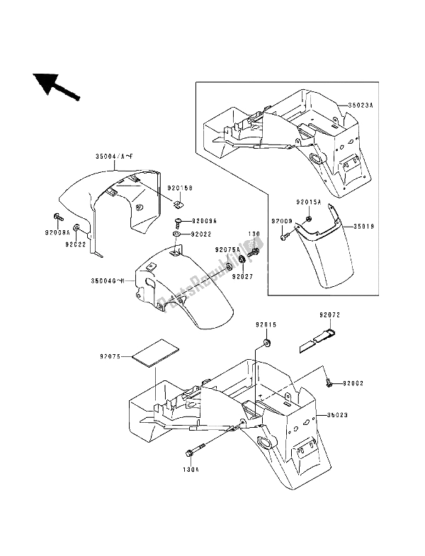 All parts for the Fenders of the Kawasaki Ninja ZX9R 900 1994