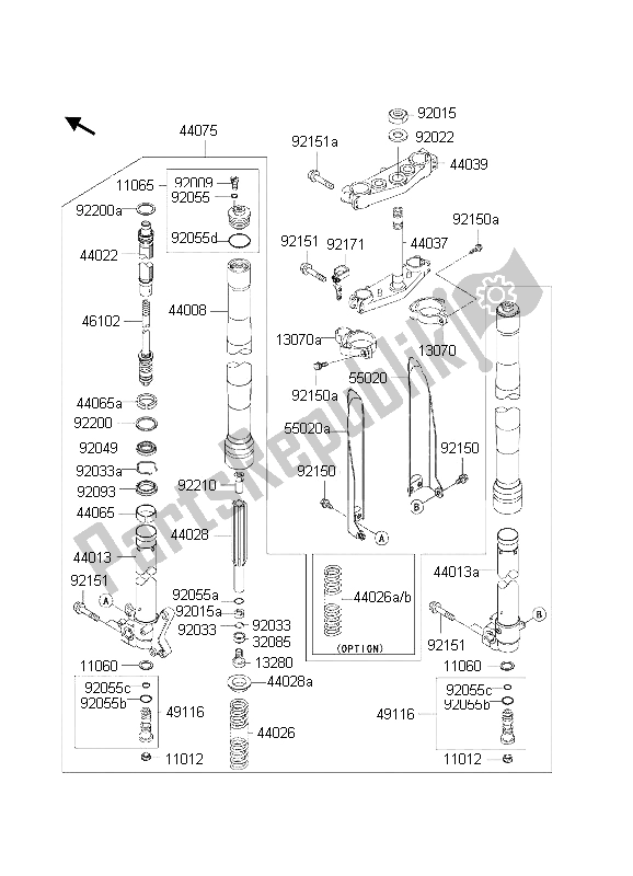 Tutte le parti per il Forcella Anteriore del Kawasaki KX 125 2002