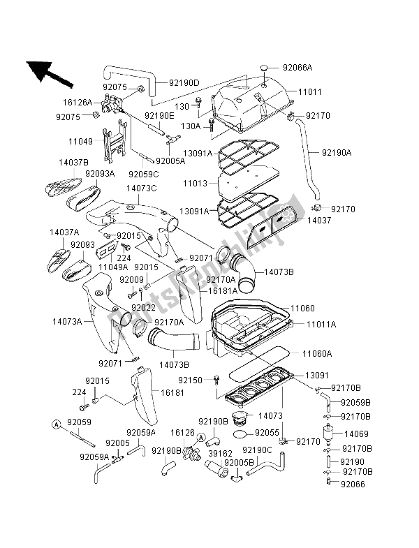 Tutte le parti per il Filtro Dell'aria del Kawasaki Ninja ZX 6R 600 1997