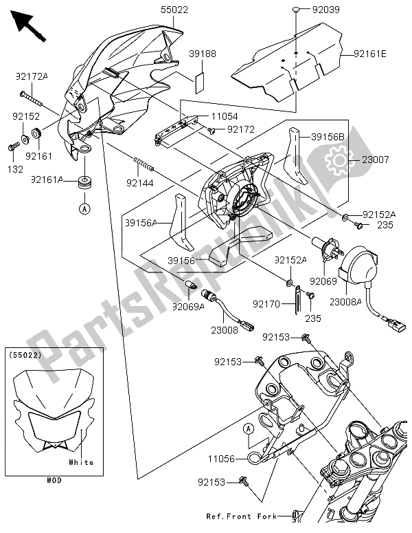 All parts for the Headlight(s) of the Kawasaki KLX 125 2013