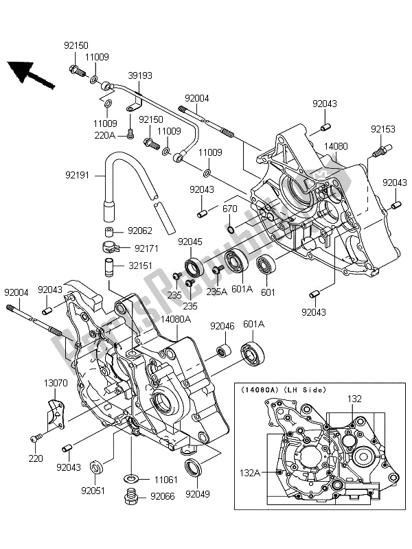 All parts for the Crankcase of the Kawasaki KLX 110 2010