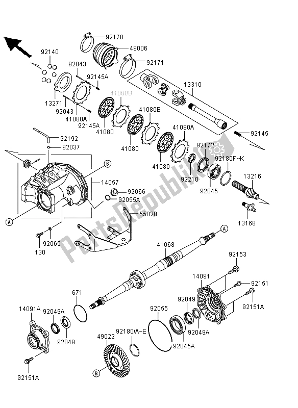 All parts for the Drive Shaft Rear of the Kawasaki KVF 360 4X4 2011