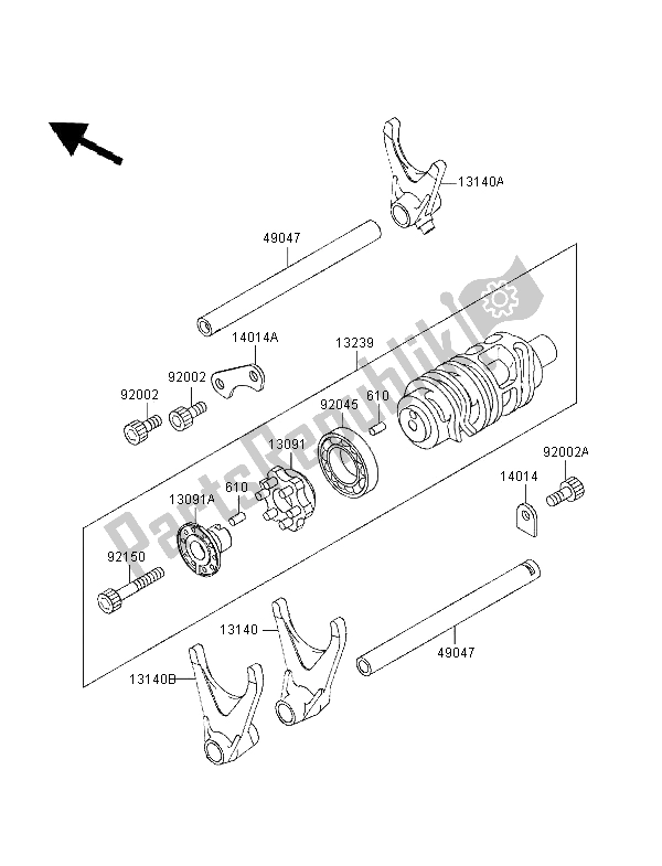 All parts for the Gear Change Drum & Shift Fork of the Kawasaki ZXR 750 1995