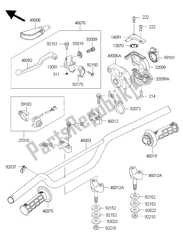 Tutte le parti per il Manubrio del Kawasaki KX 85 SW 2015