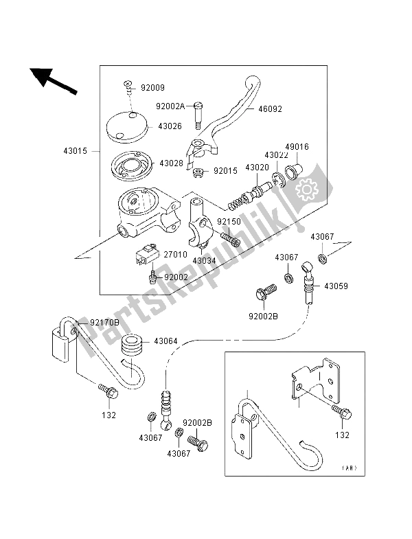 All parts for the Front Master Cylinder of the Kawasaki VN 800 1998