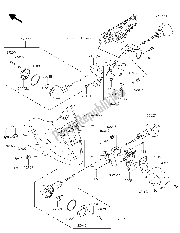 All parts for the Turn Signals of the Kawasaki Vulcan 900 Classic 2015